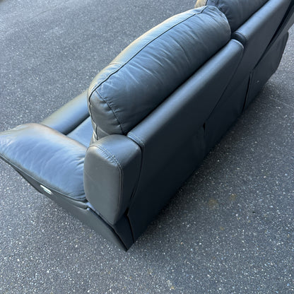 Grey Leather Power Recliner Sofa