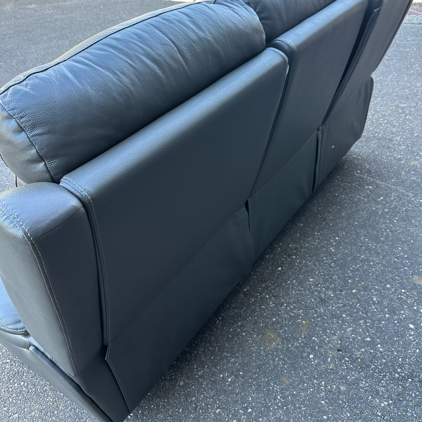 Grey Leather Power Recliner Sofa