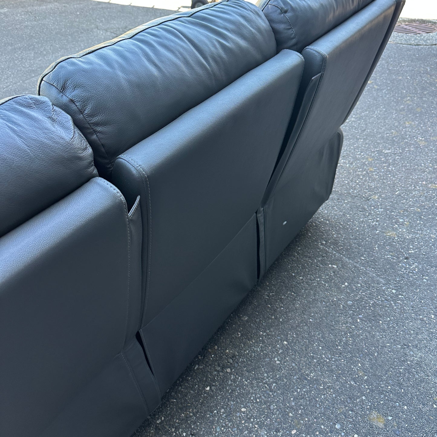 Grey Leather Power Recliner Sofa