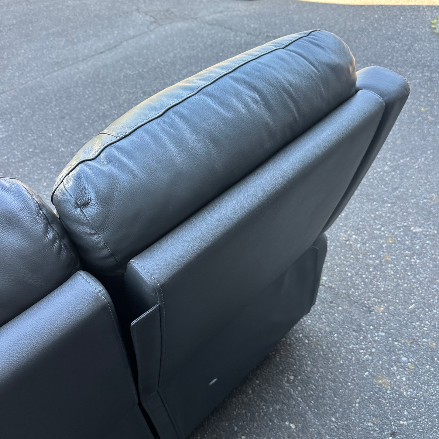 Grey Leather Power Recliner Sofa