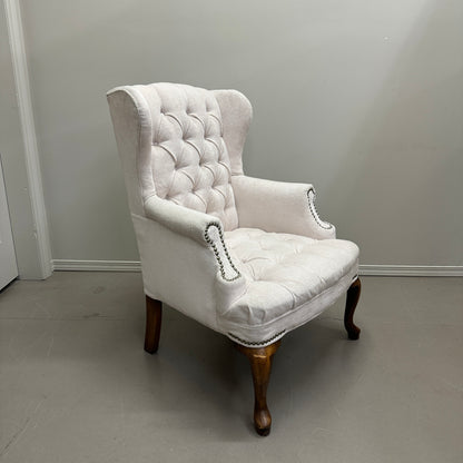 Cream Nailhead Wing Accent Chair