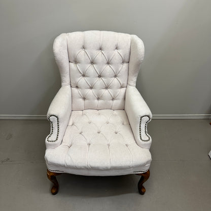 Cream Nailhead Wing Accent Chair