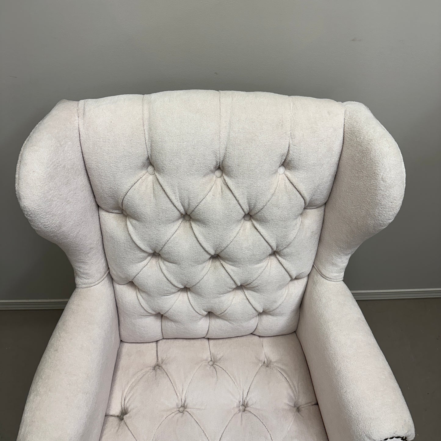 Cream Nailhead Wing Accent Chair