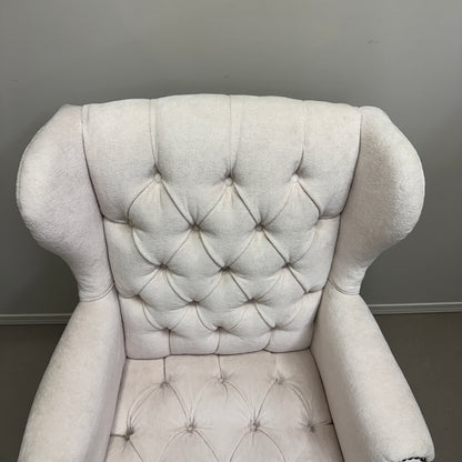 Cream Nailhead Wing Accent Chair