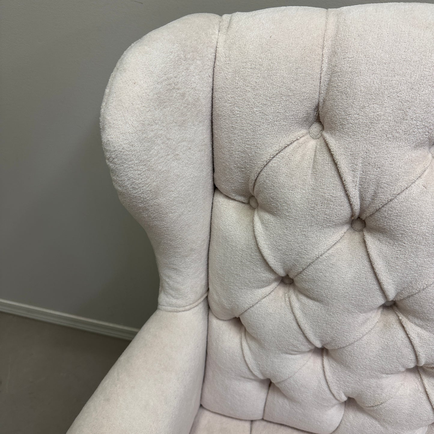 Cream Nailhead Wing Accent Chair