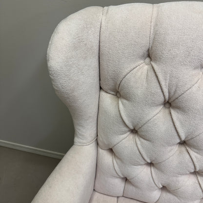 Cream Nailhead Wing Accent Chair