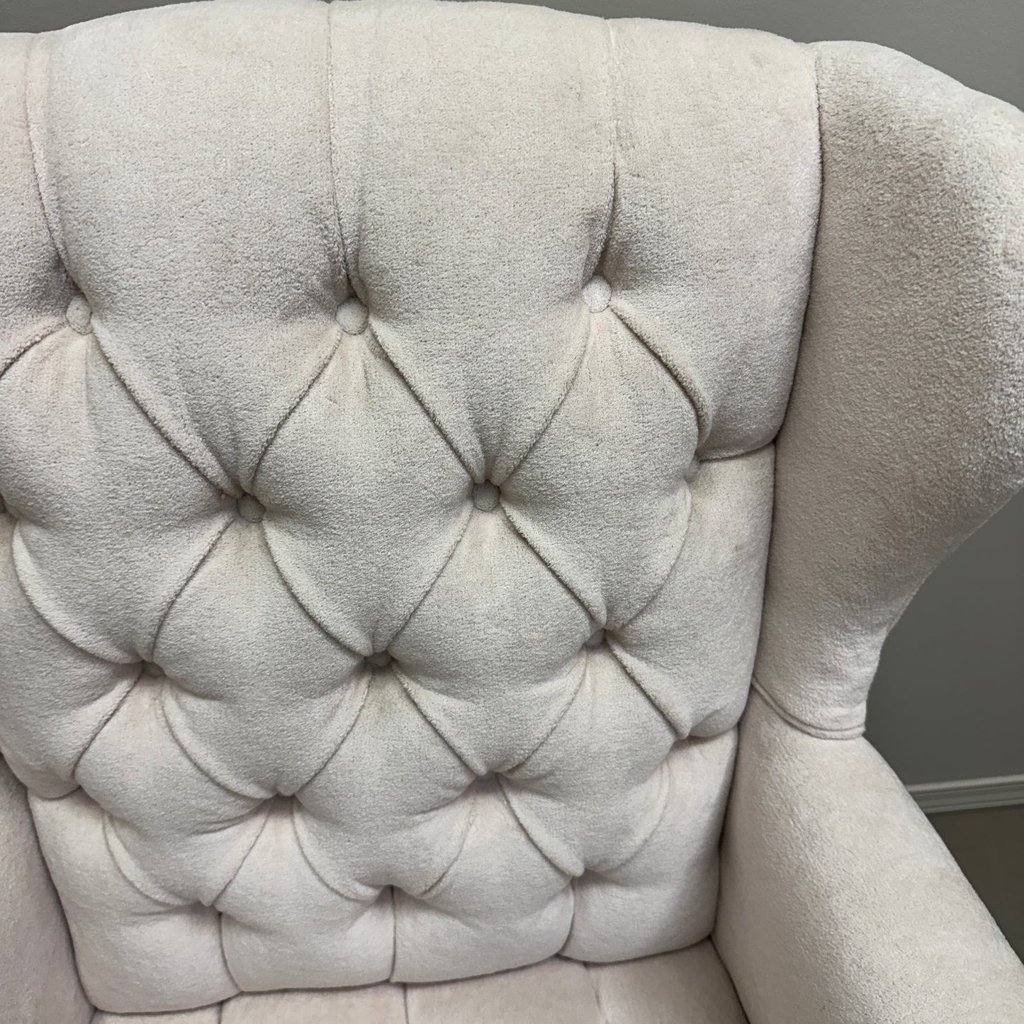 Cream Nailhead Wing Accent Chair