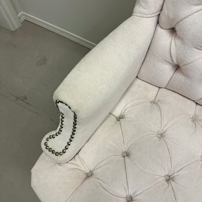 Cream Nailhead Wing Accent Chair