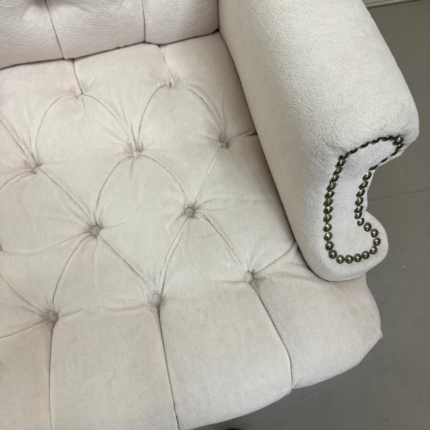 Cream Nailhead Wing Accent Chair