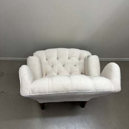 Cream Nailhead Wing Accent Chair