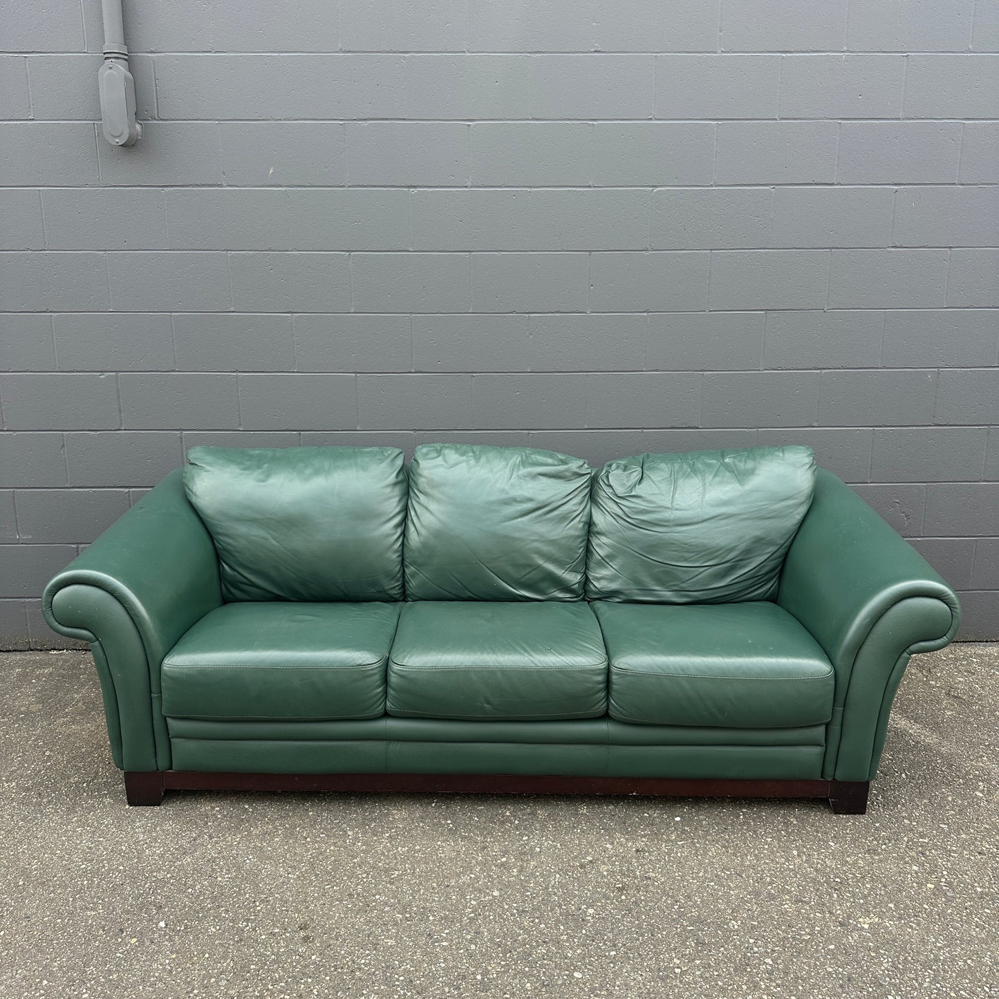 Dark Green Leather Sofa Set