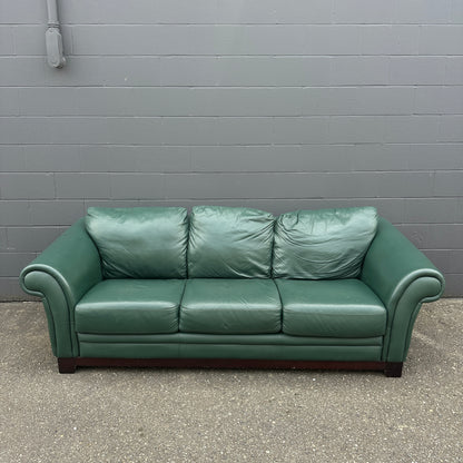 Dark Green Leather Couch
