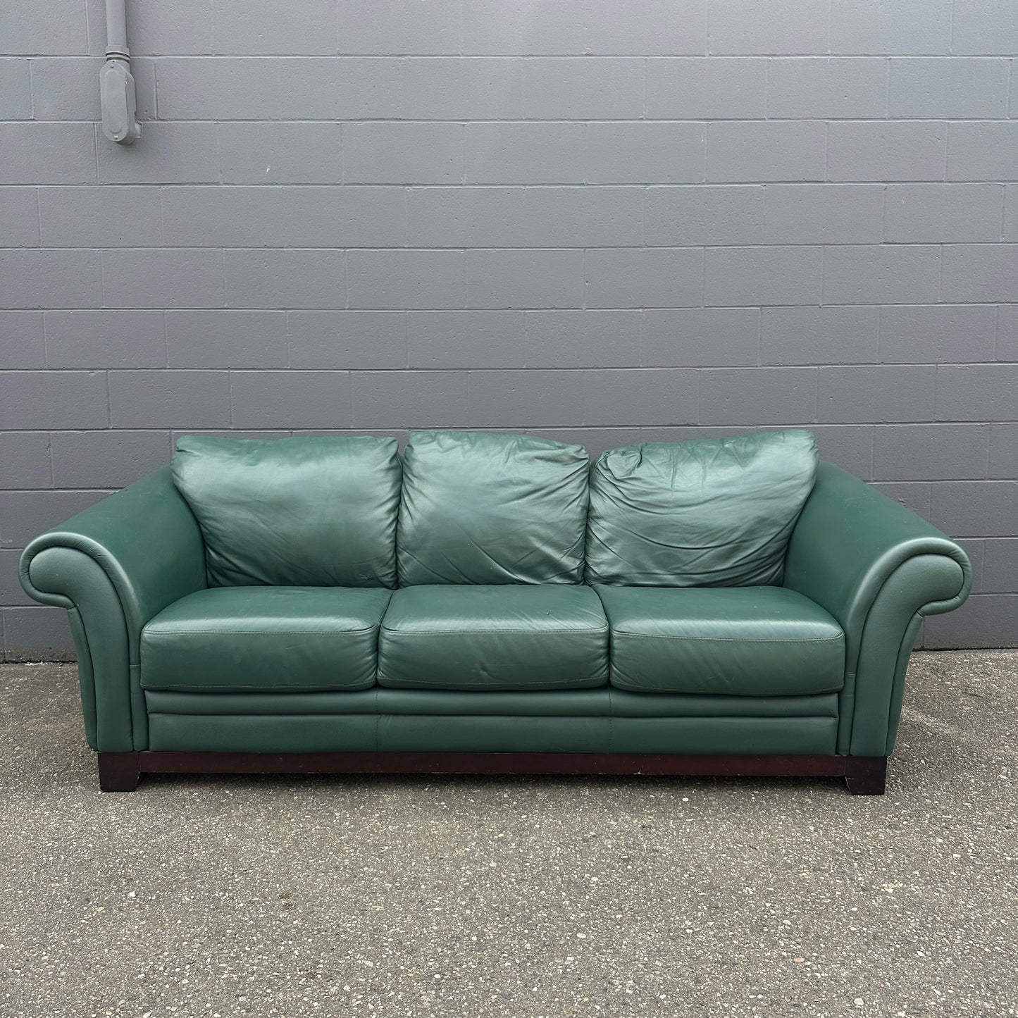 Dark Green Leather Sofa Set