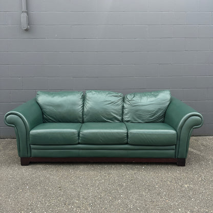 Dark Green Leather Couch