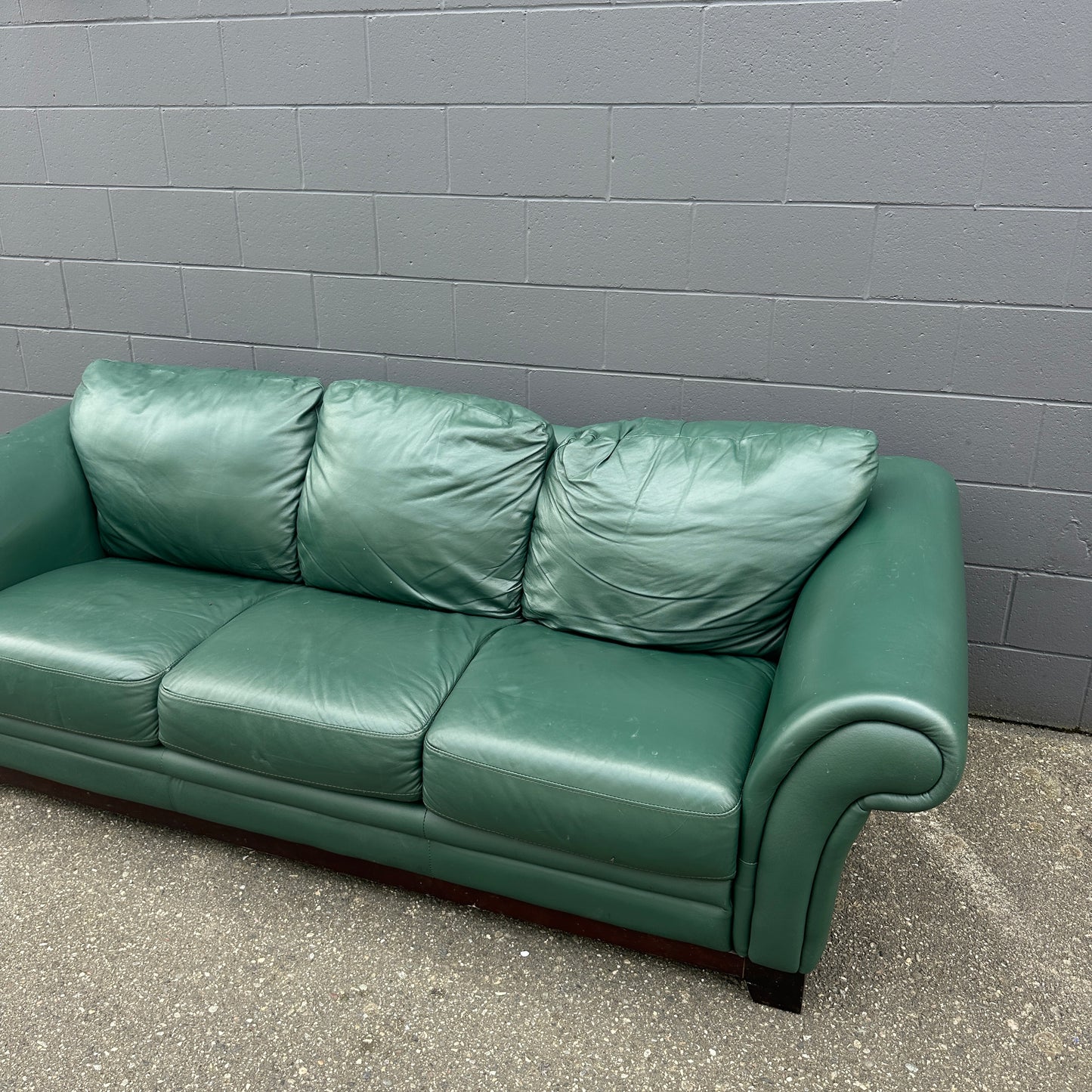 Dark Green Leather Sofa Set