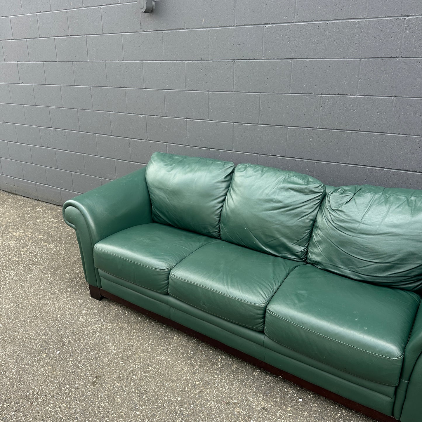 Dark Green Leather Couch