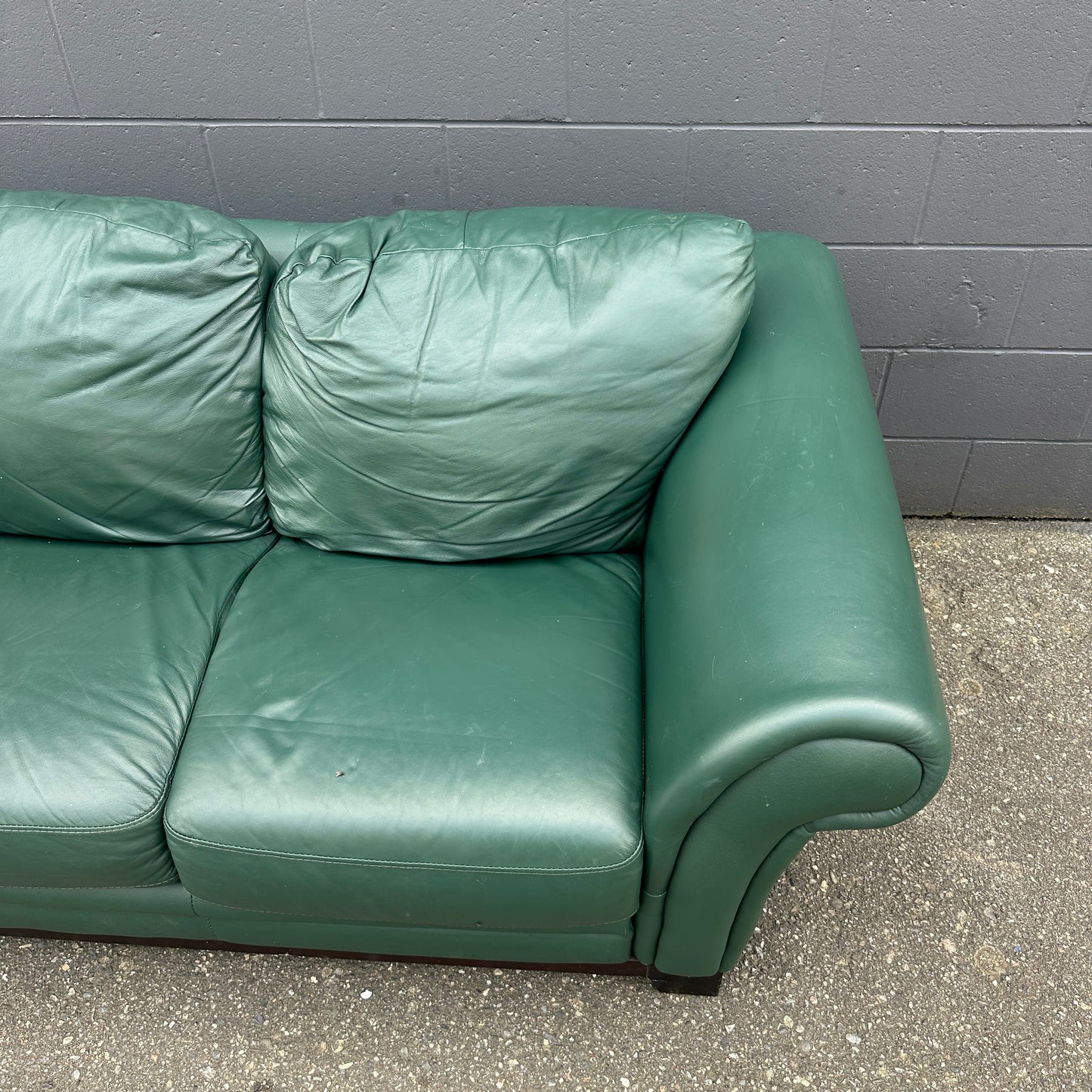 Dark Green Leather Couch