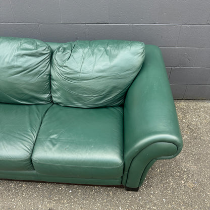 Dark Green Leather Couch