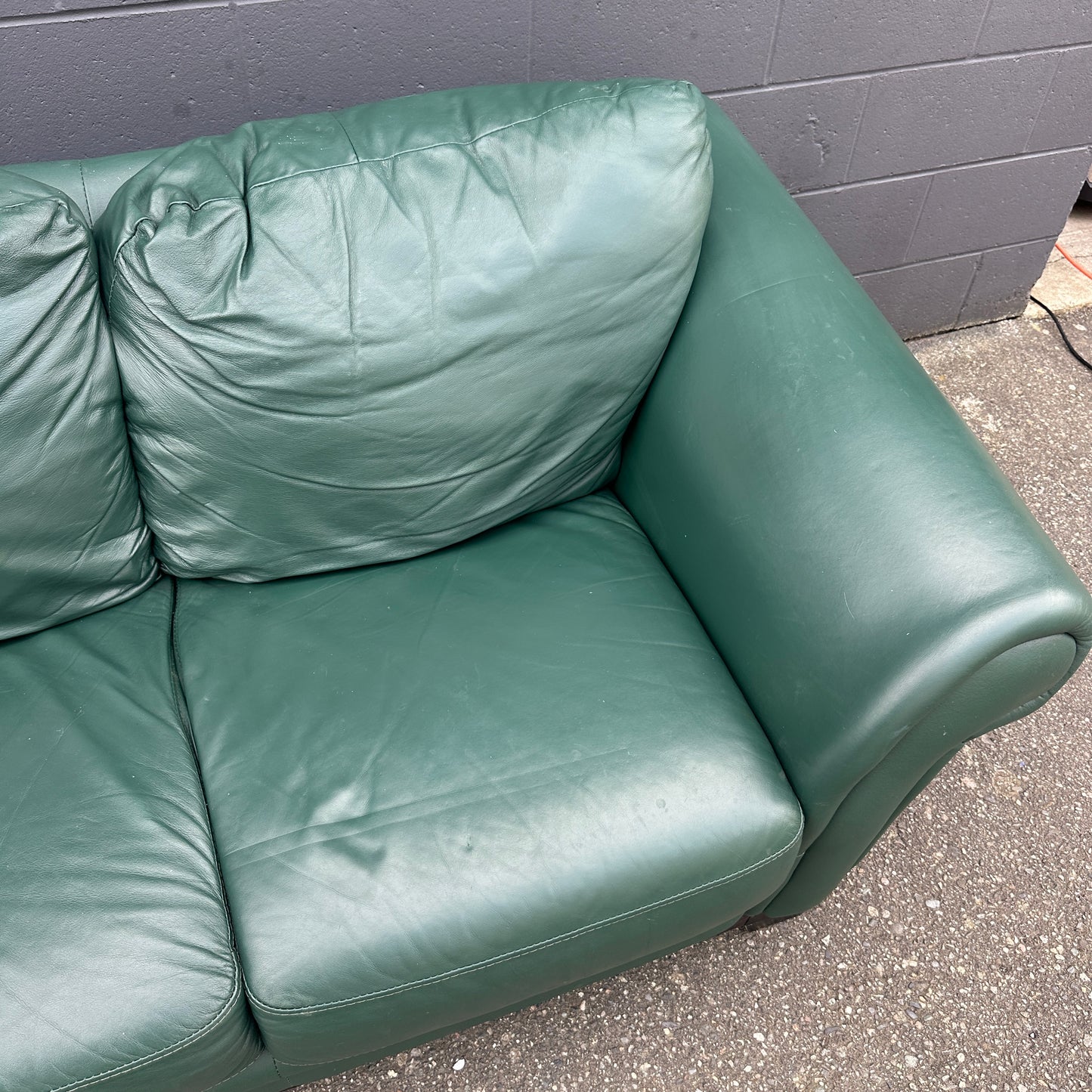 Dark Green Leather Couch