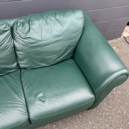 Dark Green Leather Couch
