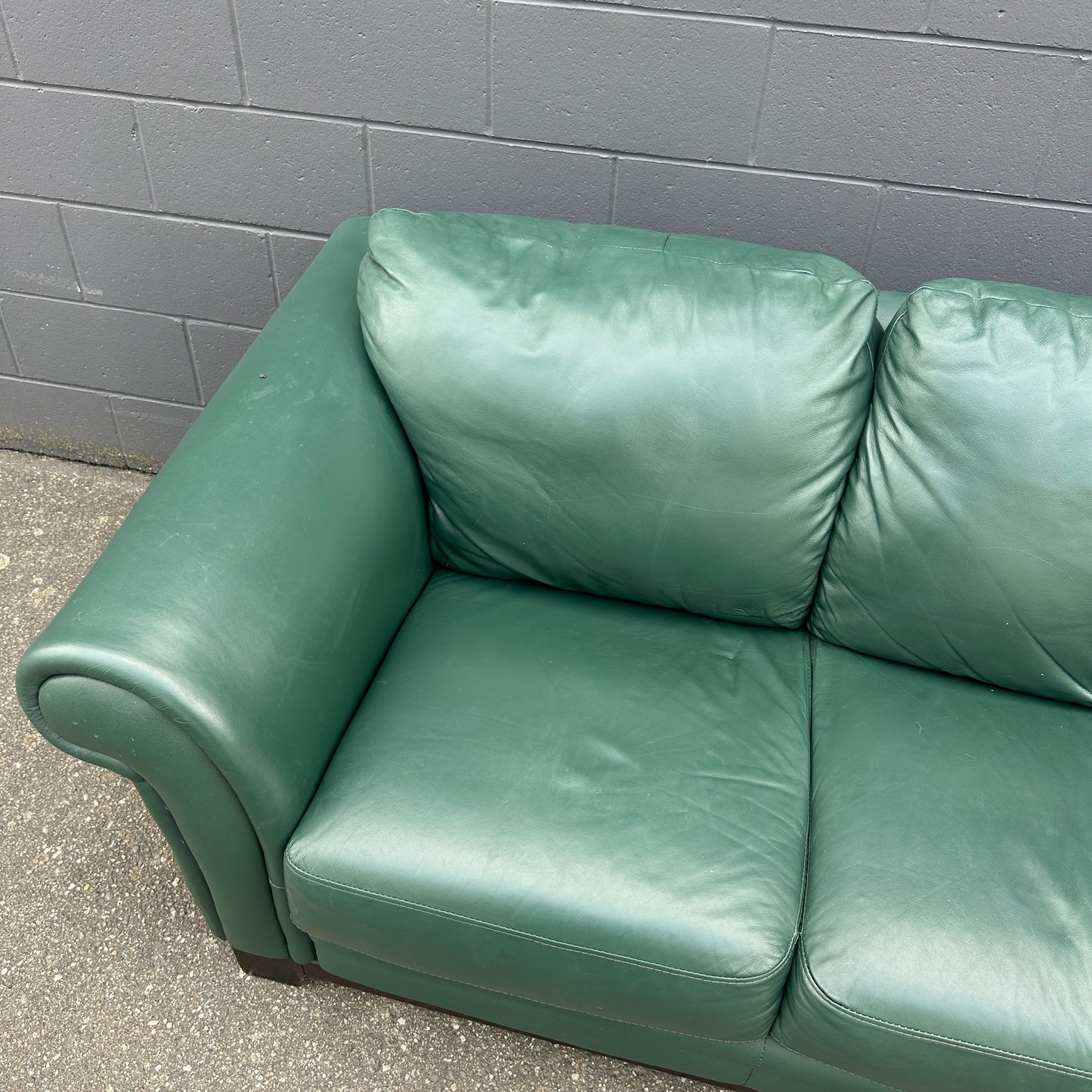 Dark Green Leather Couch
