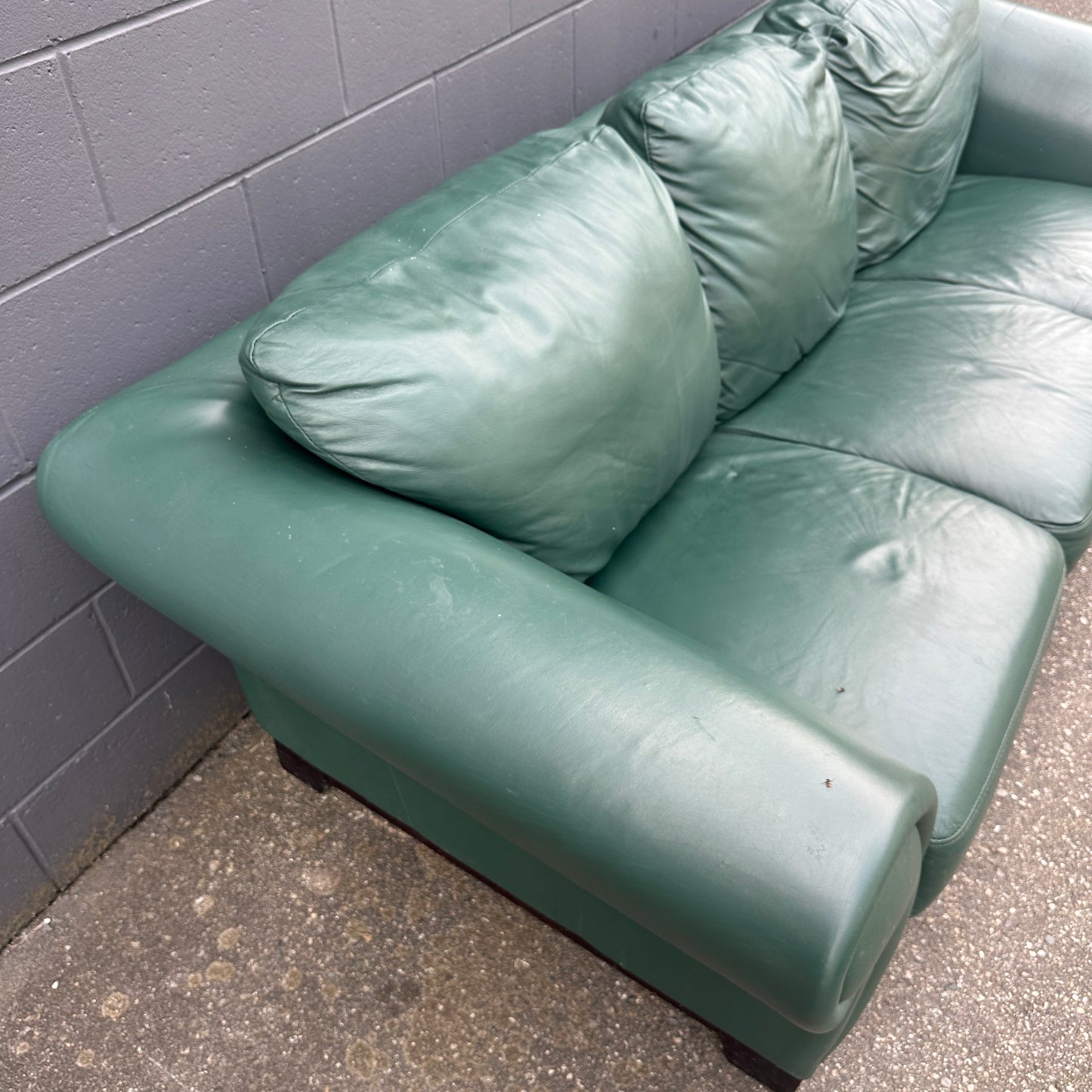 Dark Green Leather Couch
