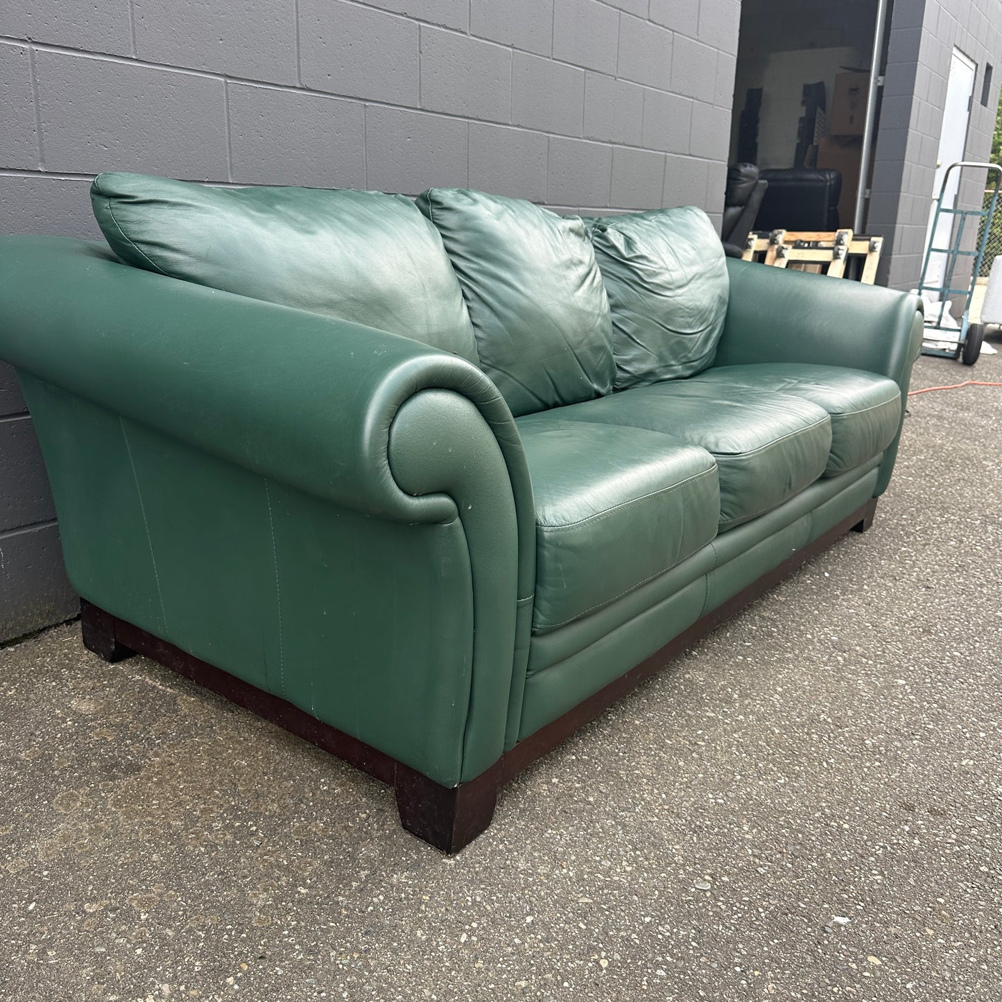 Dark Green Leather Couch