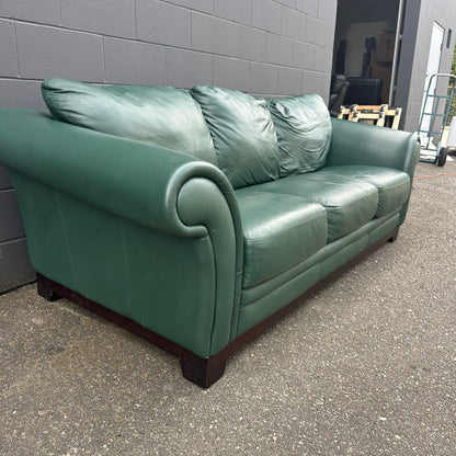 Dark Green Leather Couch
