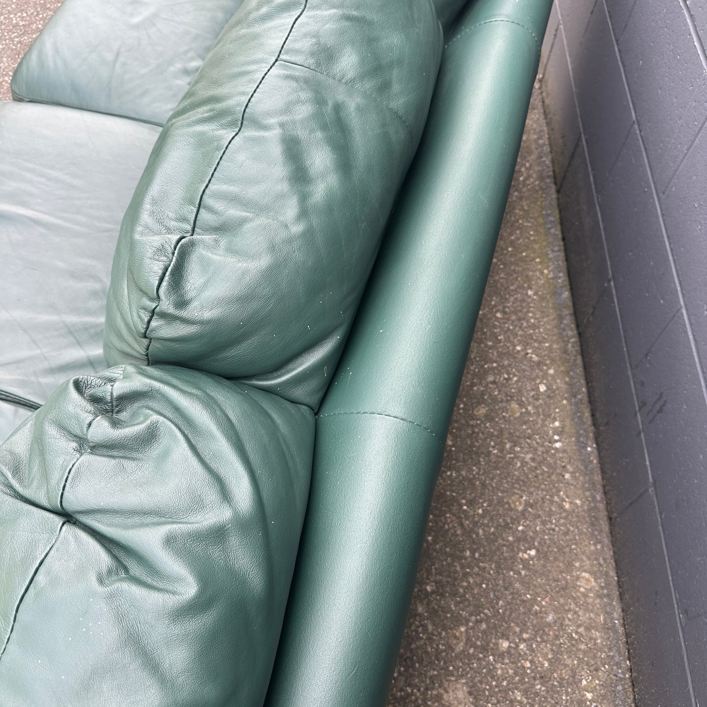 Dark Green Leather Couch