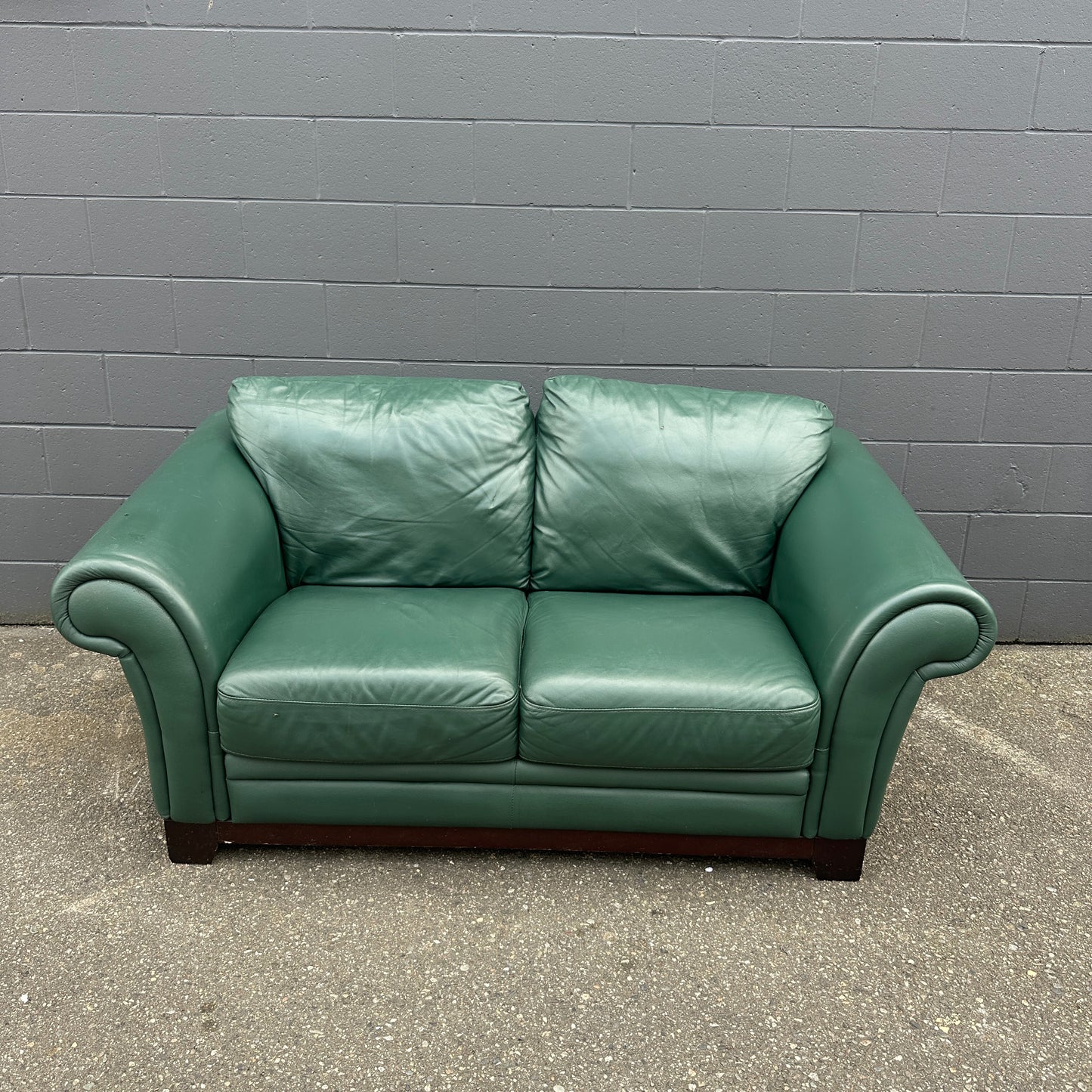 Dark Green Leather Sofa Set