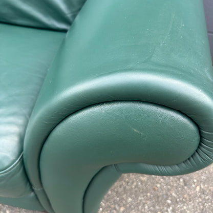 Dark Green Leather Love Seat
