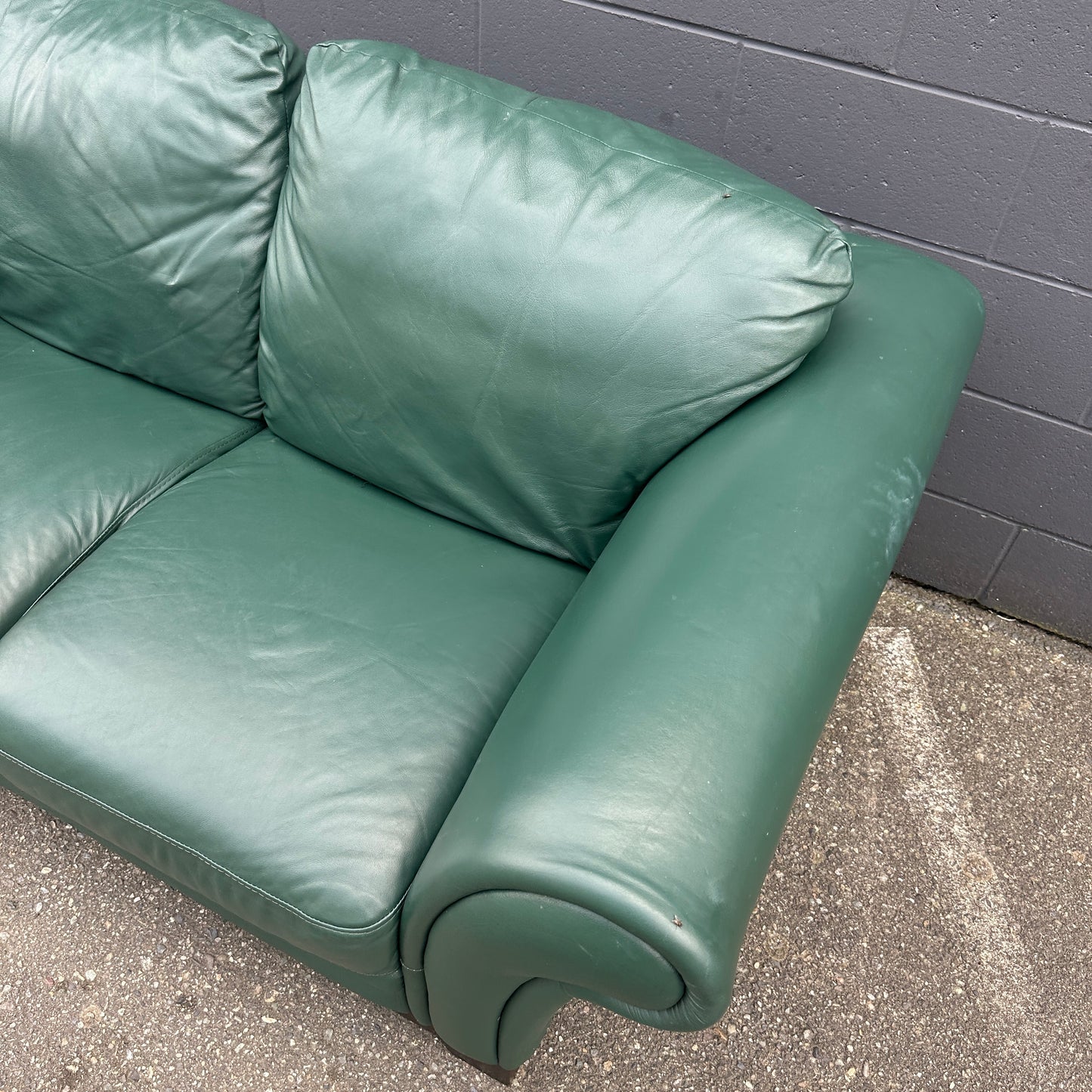 Dark Green Leather Sofa Set