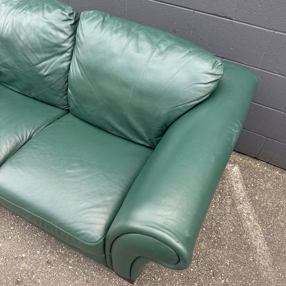 Dark Green Leather Sofa Set