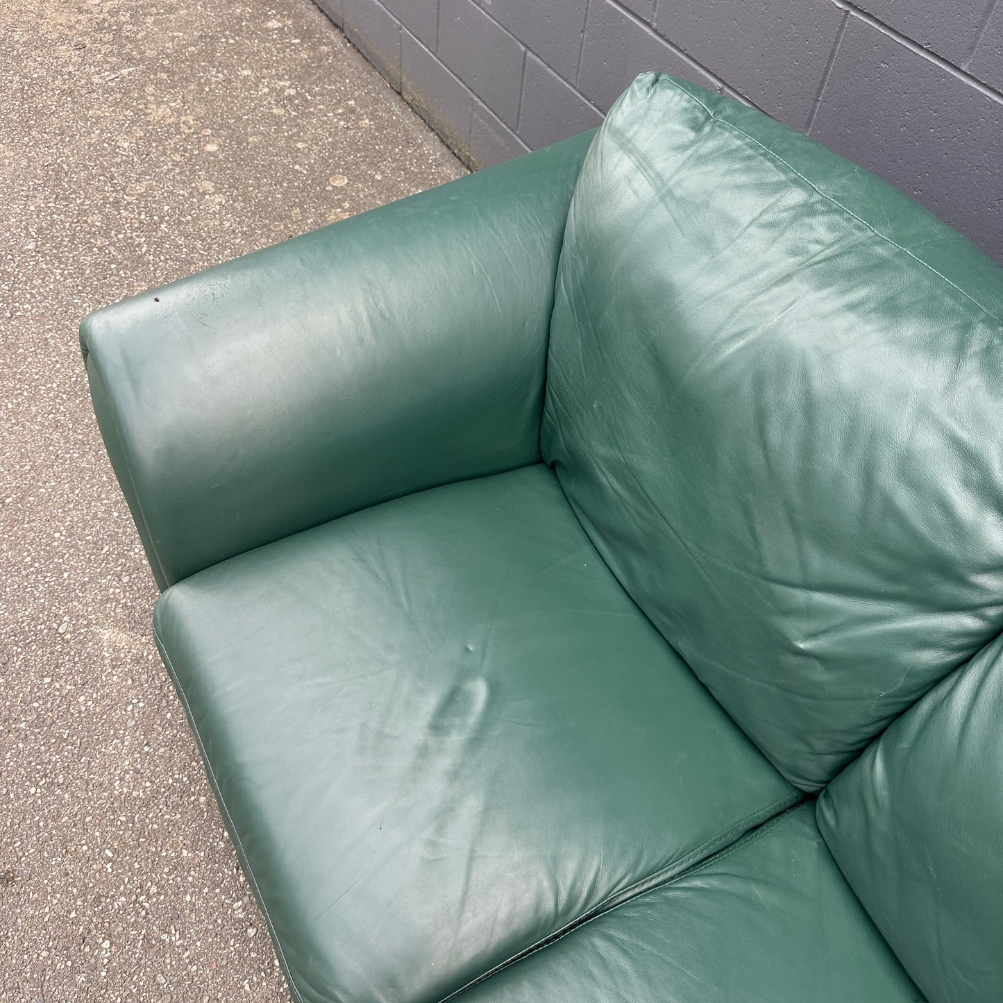 Dark Green Leather Love Seat