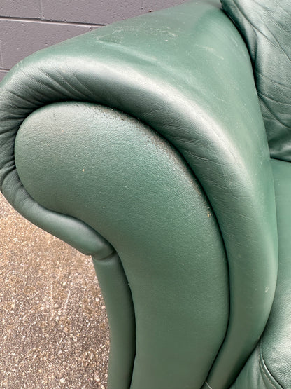 Dark Green Leather Sofa Set