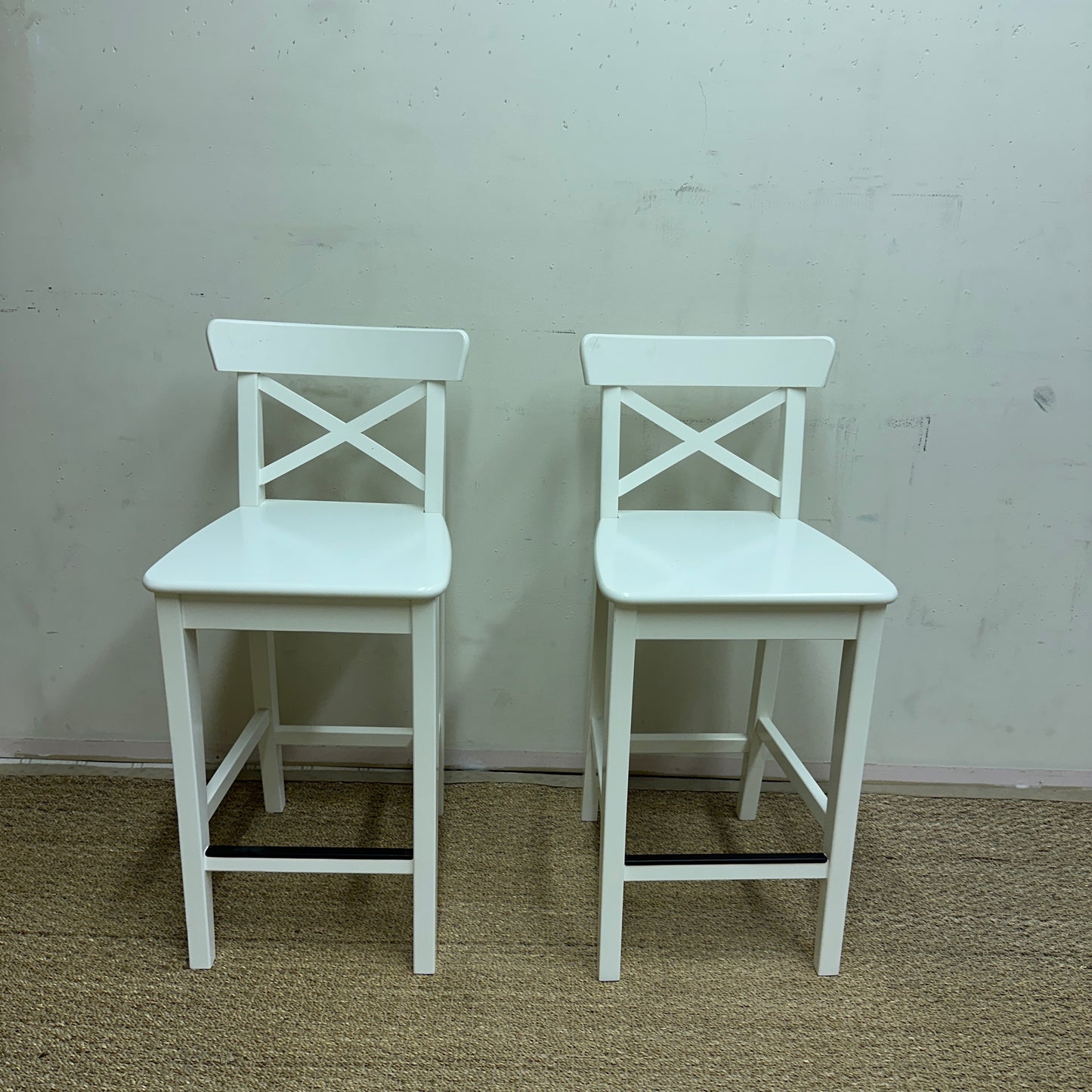 2 IKEA White Bar Stools