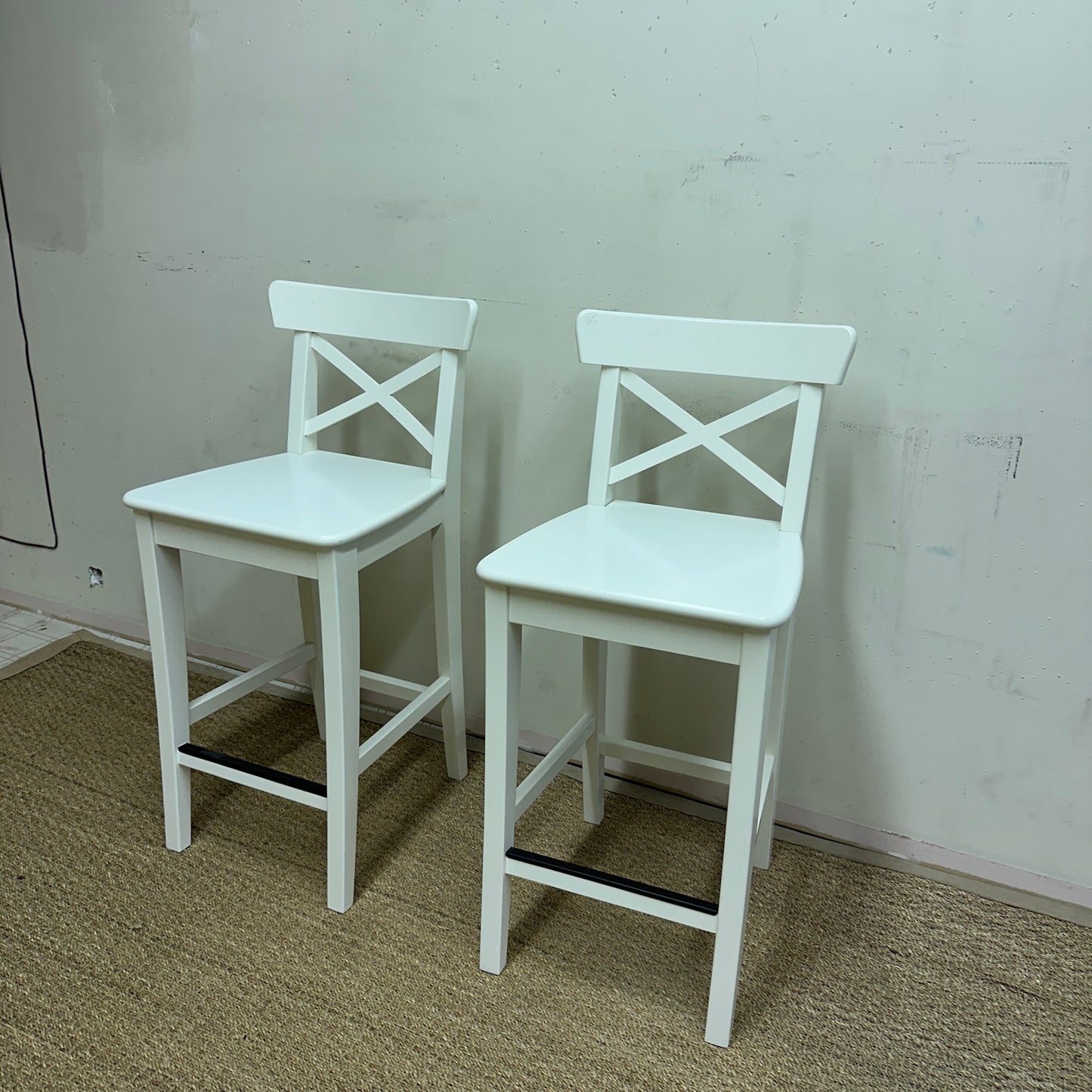 2 IKEA White Bar Stools