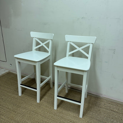 2 IKEA White Bar Stools