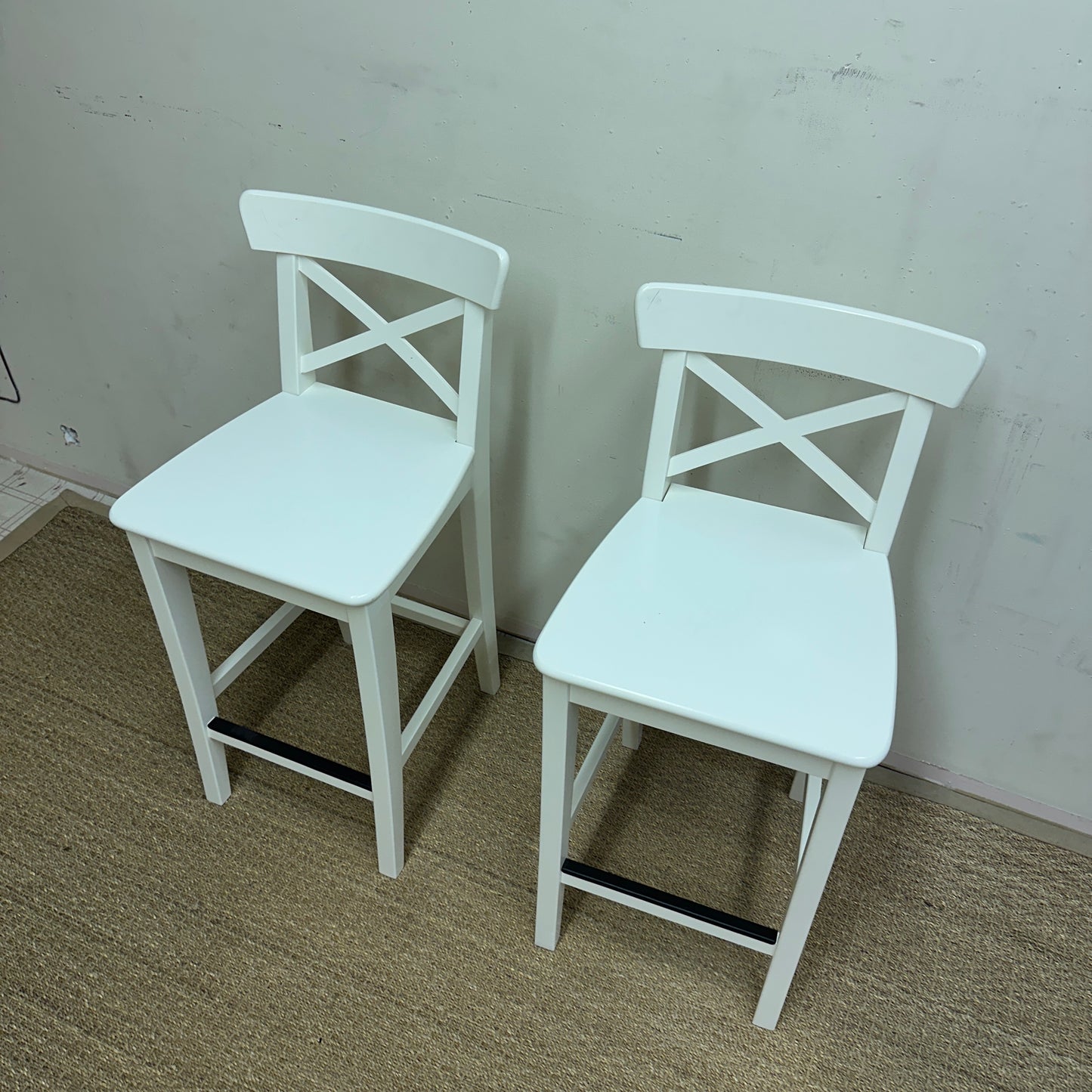 2 IKEA White Bar Stools
