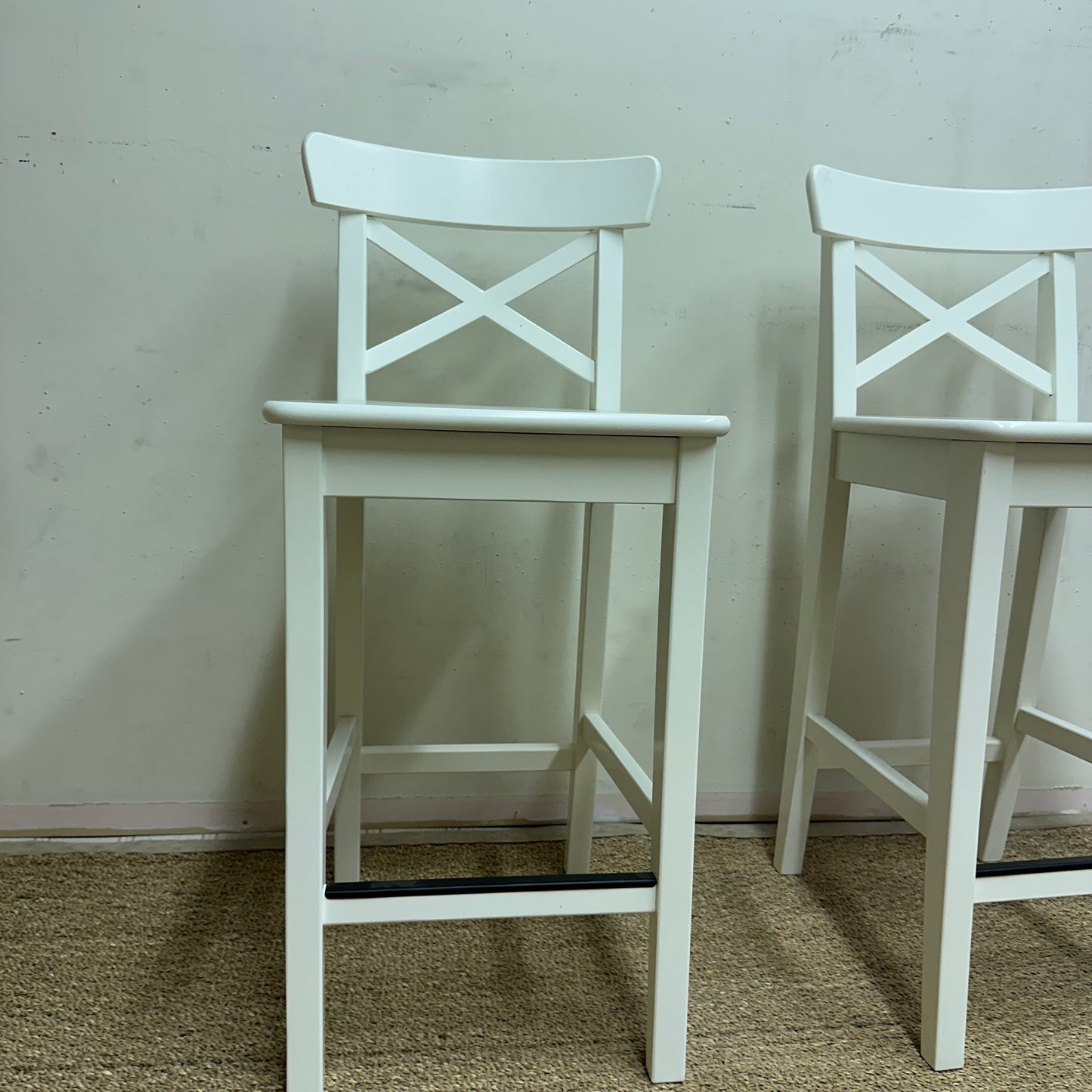 2 IKEA White Bar Stools