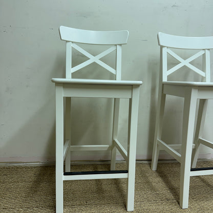 2 IKEA White Bar Stools