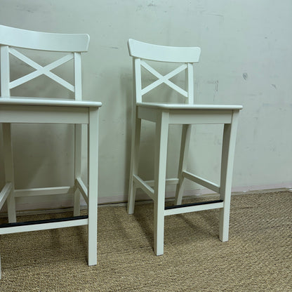 2 IKEA White Bar Stools