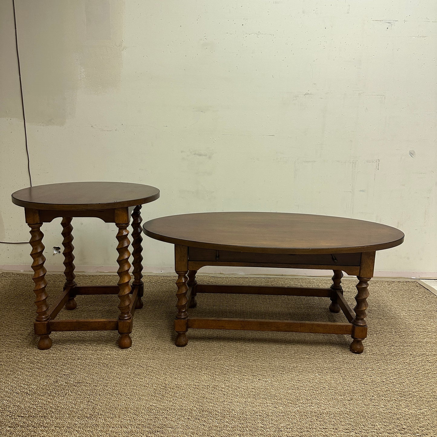 Vintage-Style Oval Coffee Table + Side Table