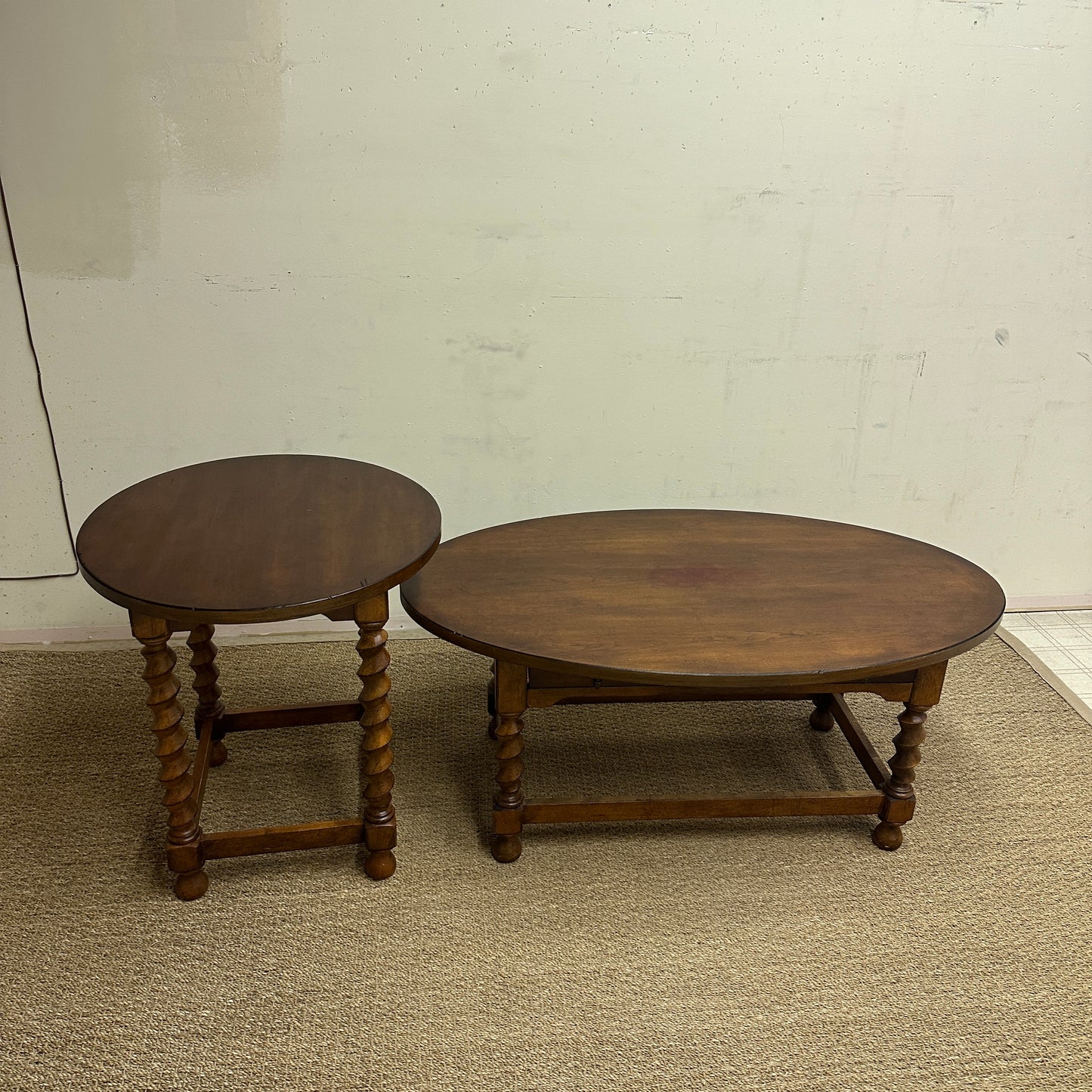 Vintage-Style Oval Coffee Table + Side Table