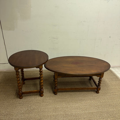 Vintage-Style Oval Coffee Table + Side Table