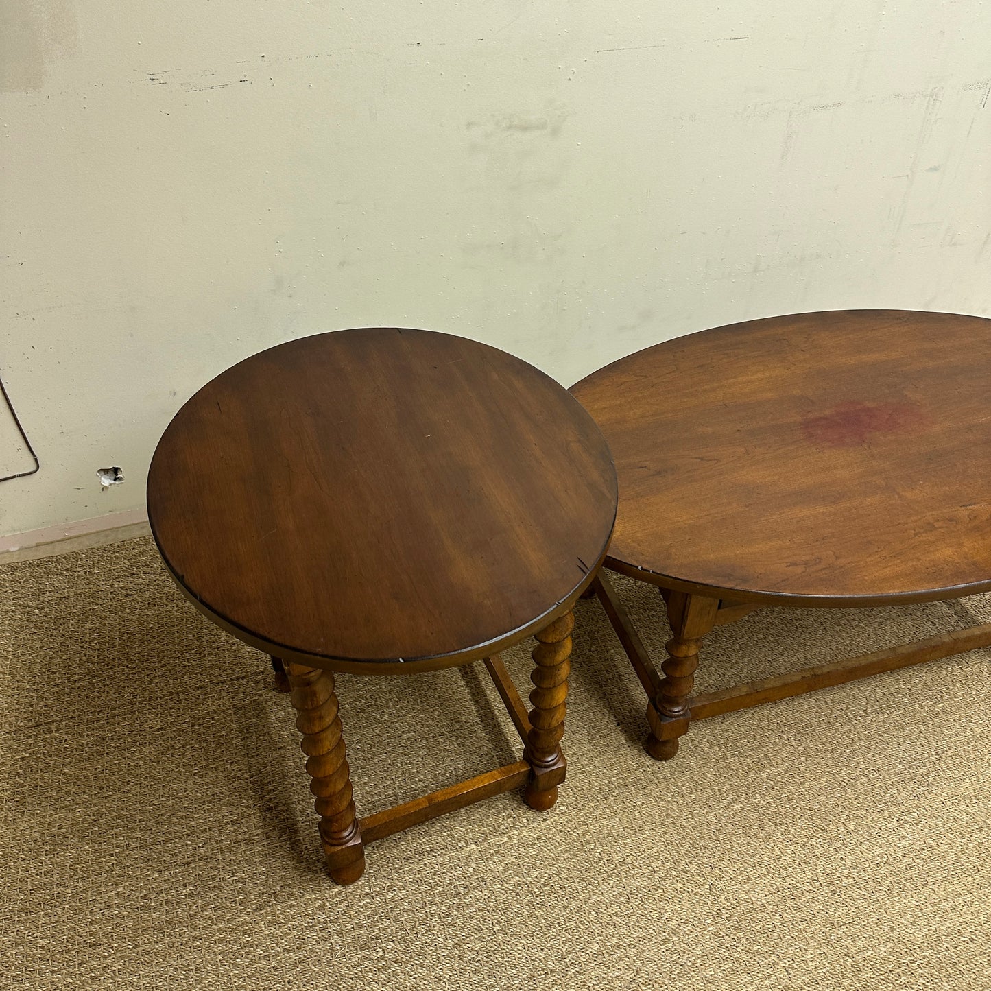 Vintage-Style Oval Coffee Table + Side Table