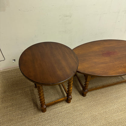 Vintage-Style Oval Coffee Table + Side Table