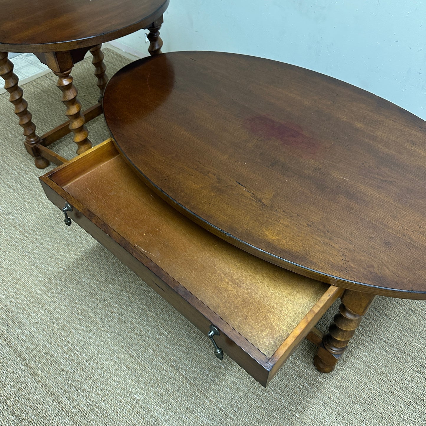 Vintage-Style Oval Coffee Table + Side Table