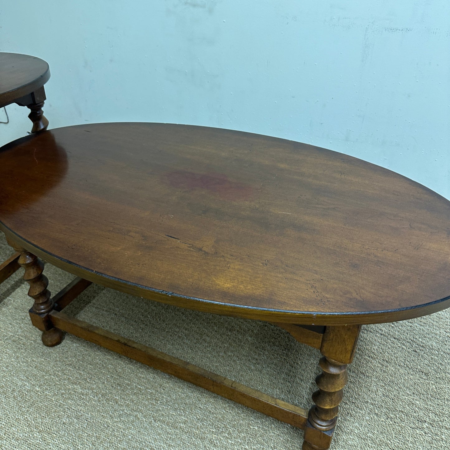 Vintage-Style Oval Coffee Table + Side Table