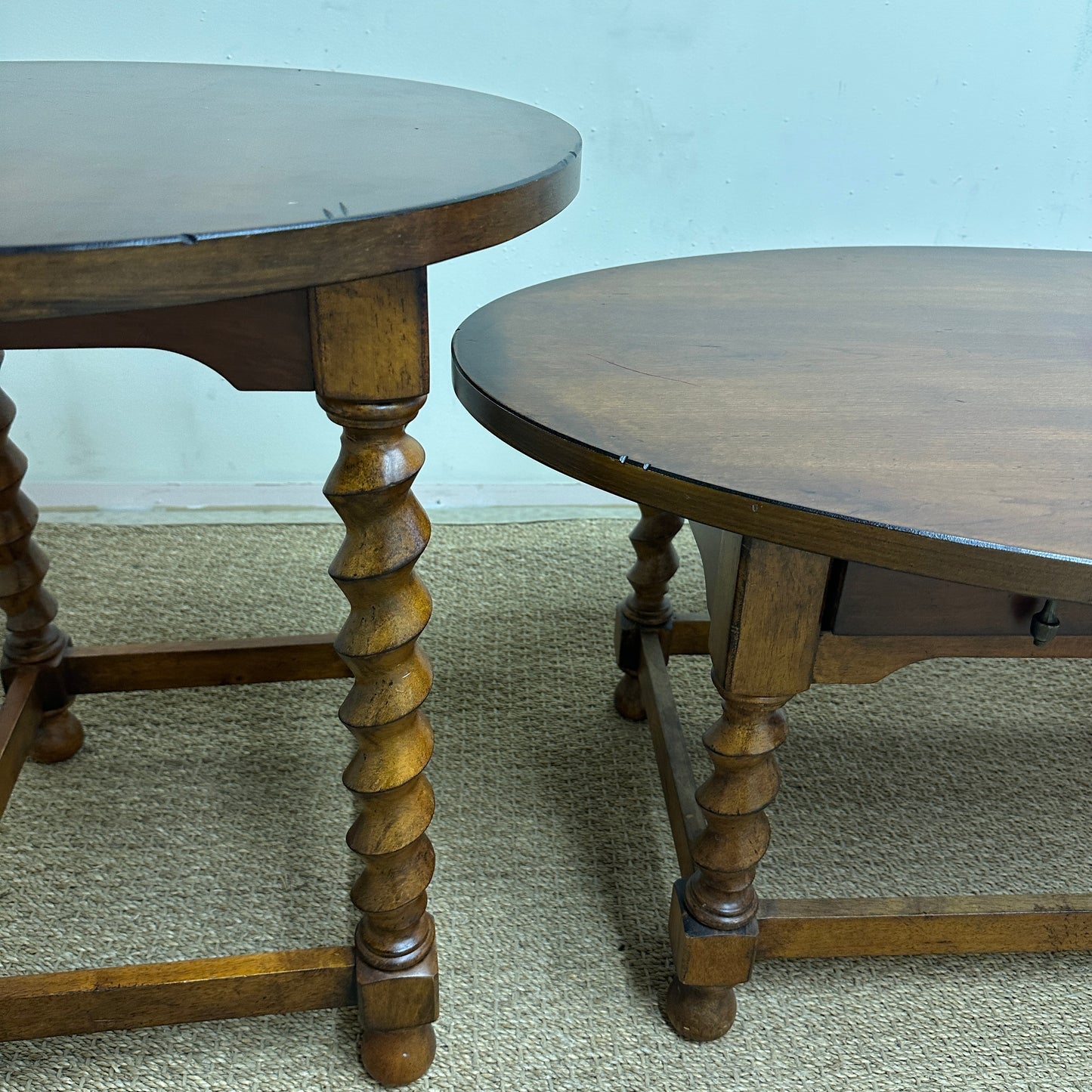 Vintage-Style Oval Coffee Table + Side Table